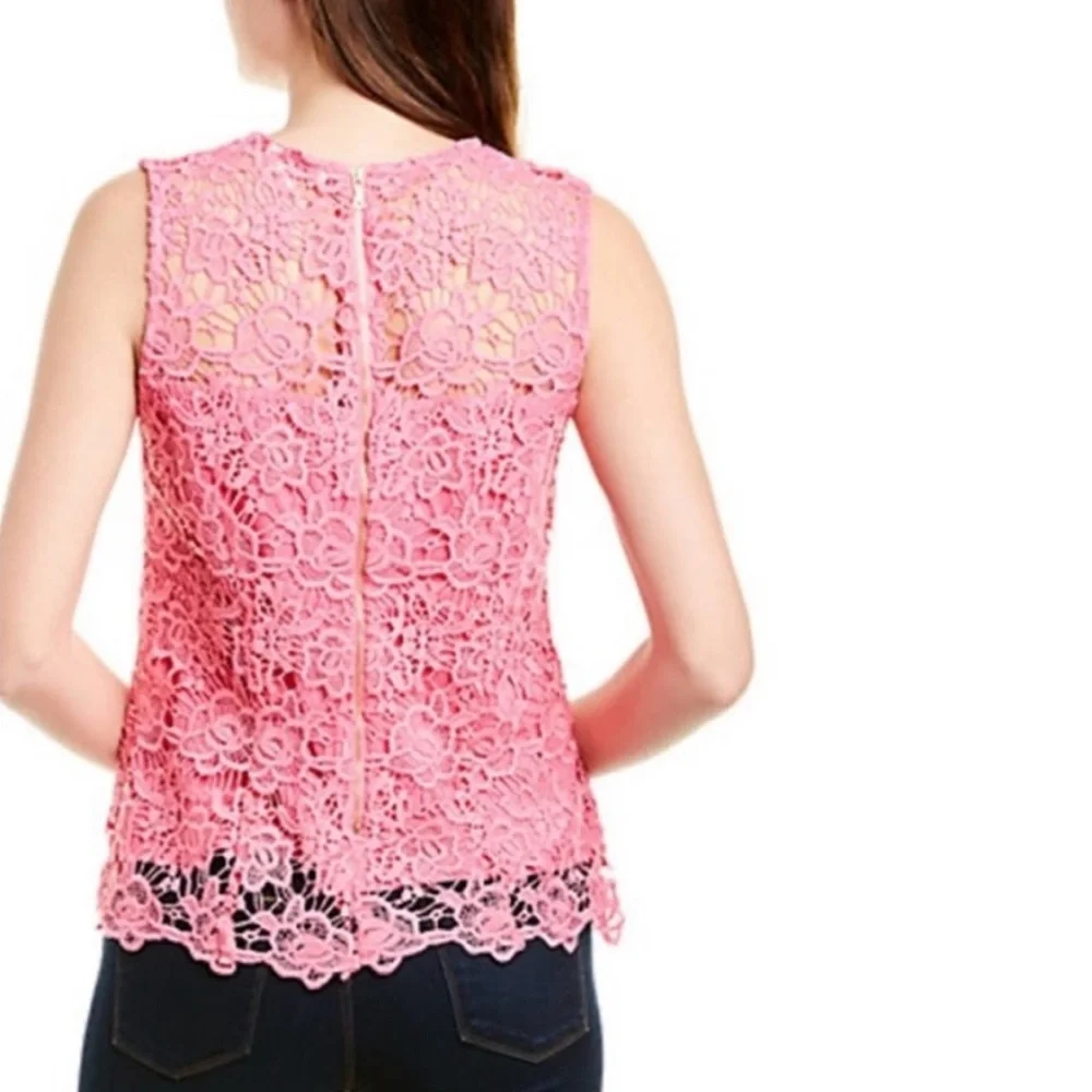 Lace Sleeveless Top Coral MSRP $89 - Picture 7 of 7